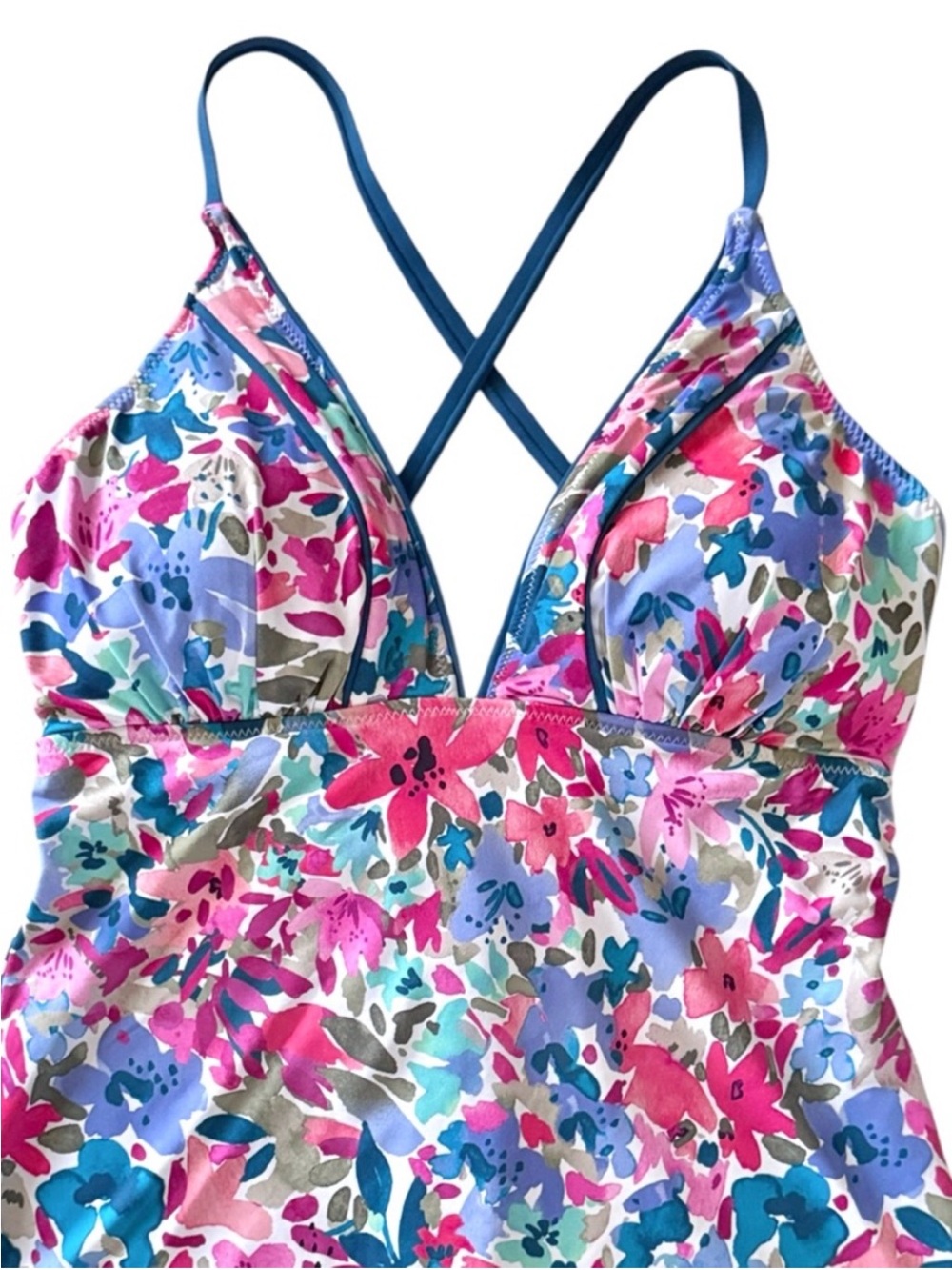 Tommy Bahama Watercolor Floral Reversible Halter Tankini Top - Picture 7 of 14